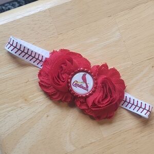 Red Floral Headband with Cardinals Logo